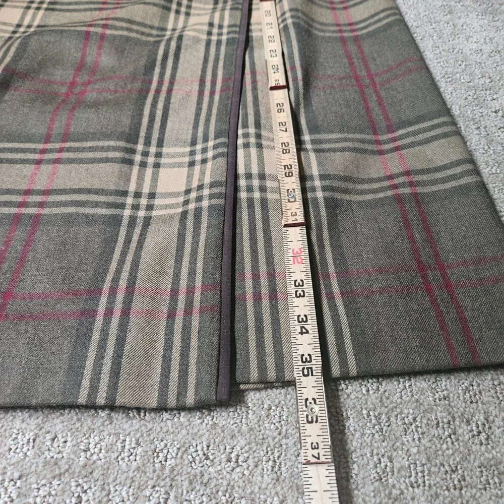 VTG Talbots Midi Skirt 100% Wool Women's SZ 14 Plaid Gray Preppy Academia Work - Picture 11 of 12